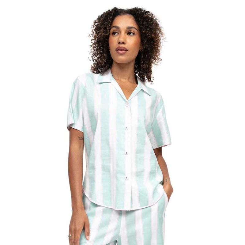 Cyberjammies Francesca Mint Printed Stripe S/Slv Pyjama Top image number 0